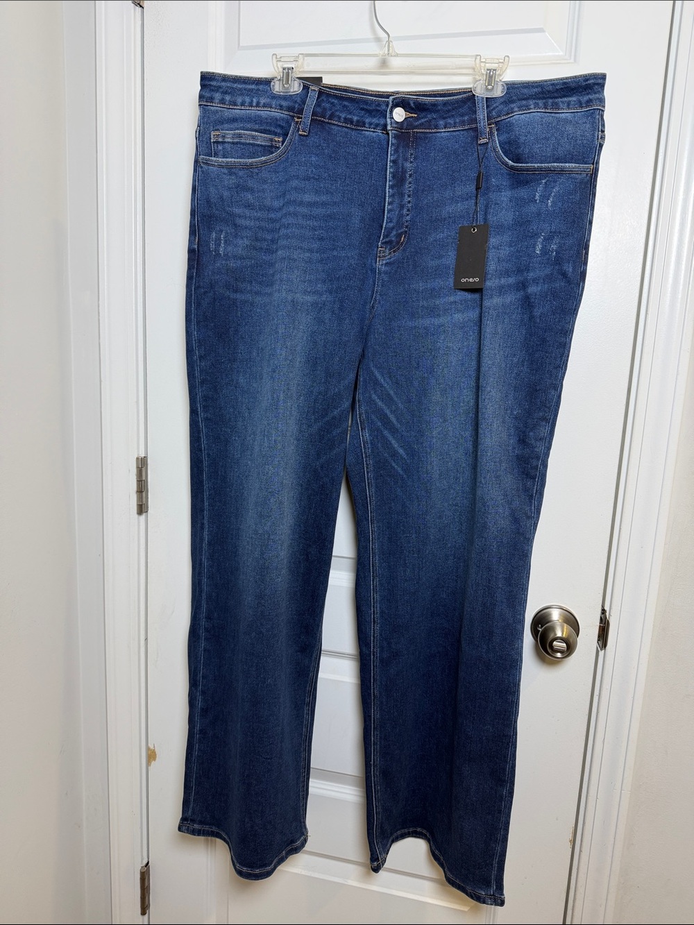 Plus Size Classic Mid-Rise Wide Leg Women’s Jeans - Dark Blue 24W
